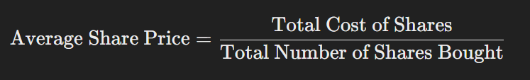 stock average or share average formula