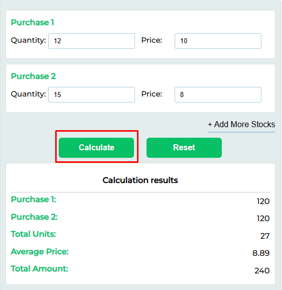 stock-average-calculator